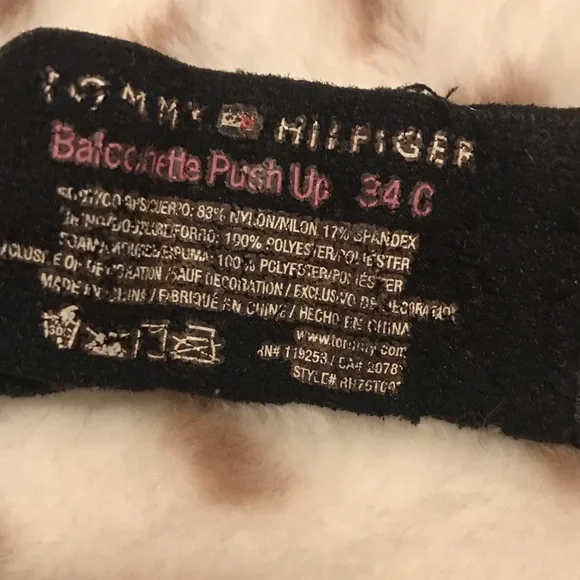 Tommy Hilfiger 34C push up Balconette bra black with gray polkadots and lace - Picture 6 of 8